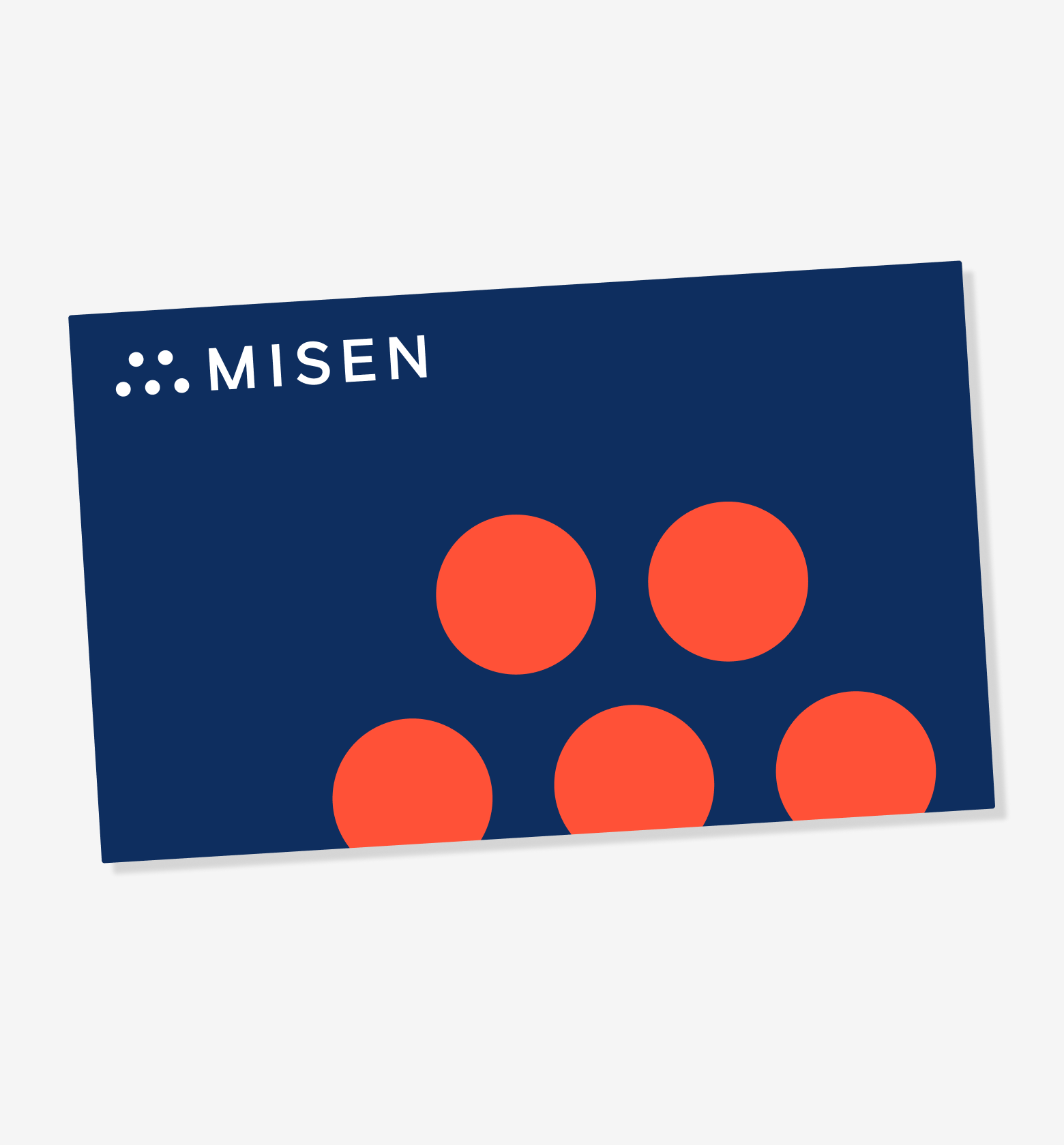 Misen gift card with navy and red dot design