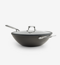 Hard-anodized nonstick wok with glass lid and stainless steel handle
